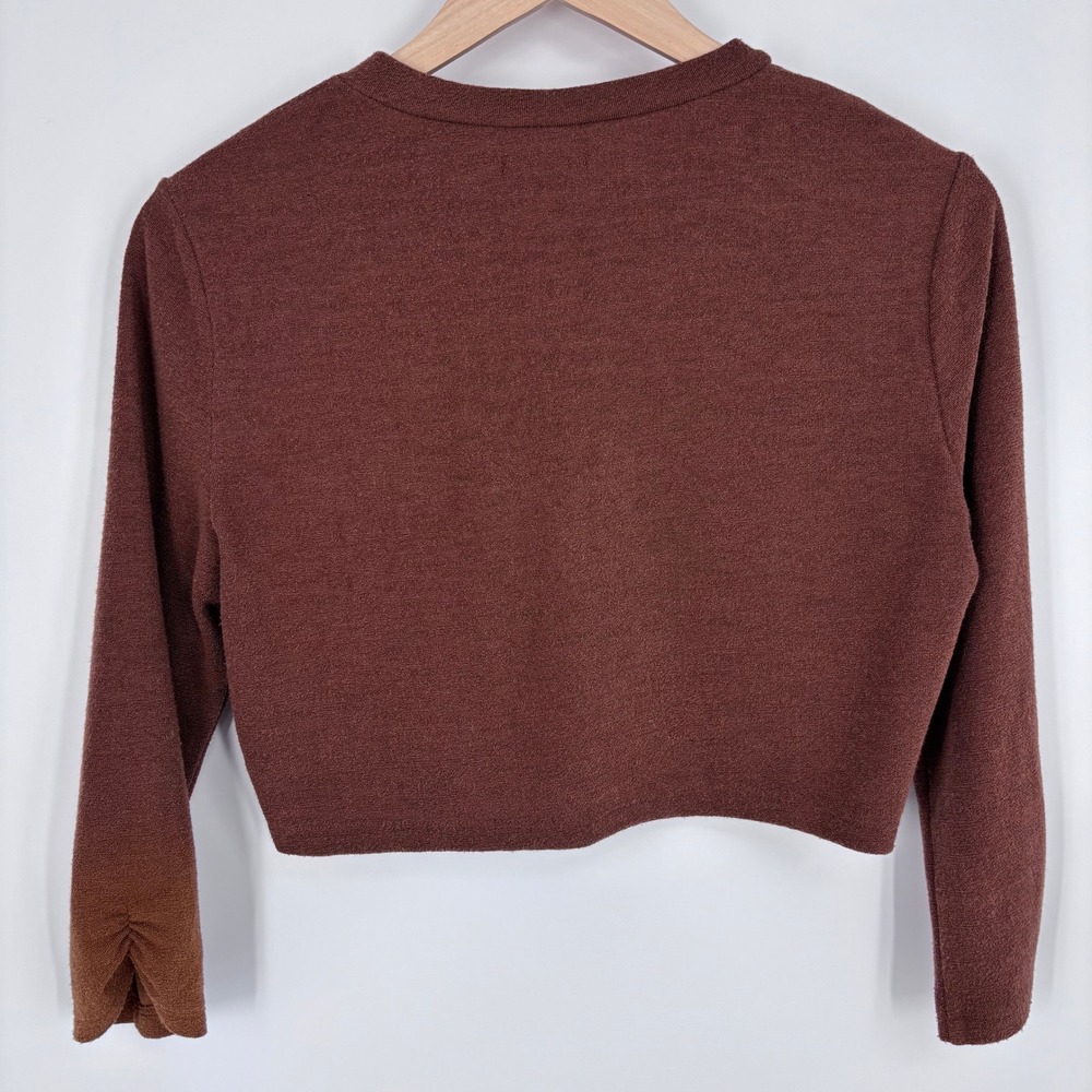 Reformation Cropped Cardigan Sweater Womens M Brown Knit Button Up Layering - Picture 6 of 7